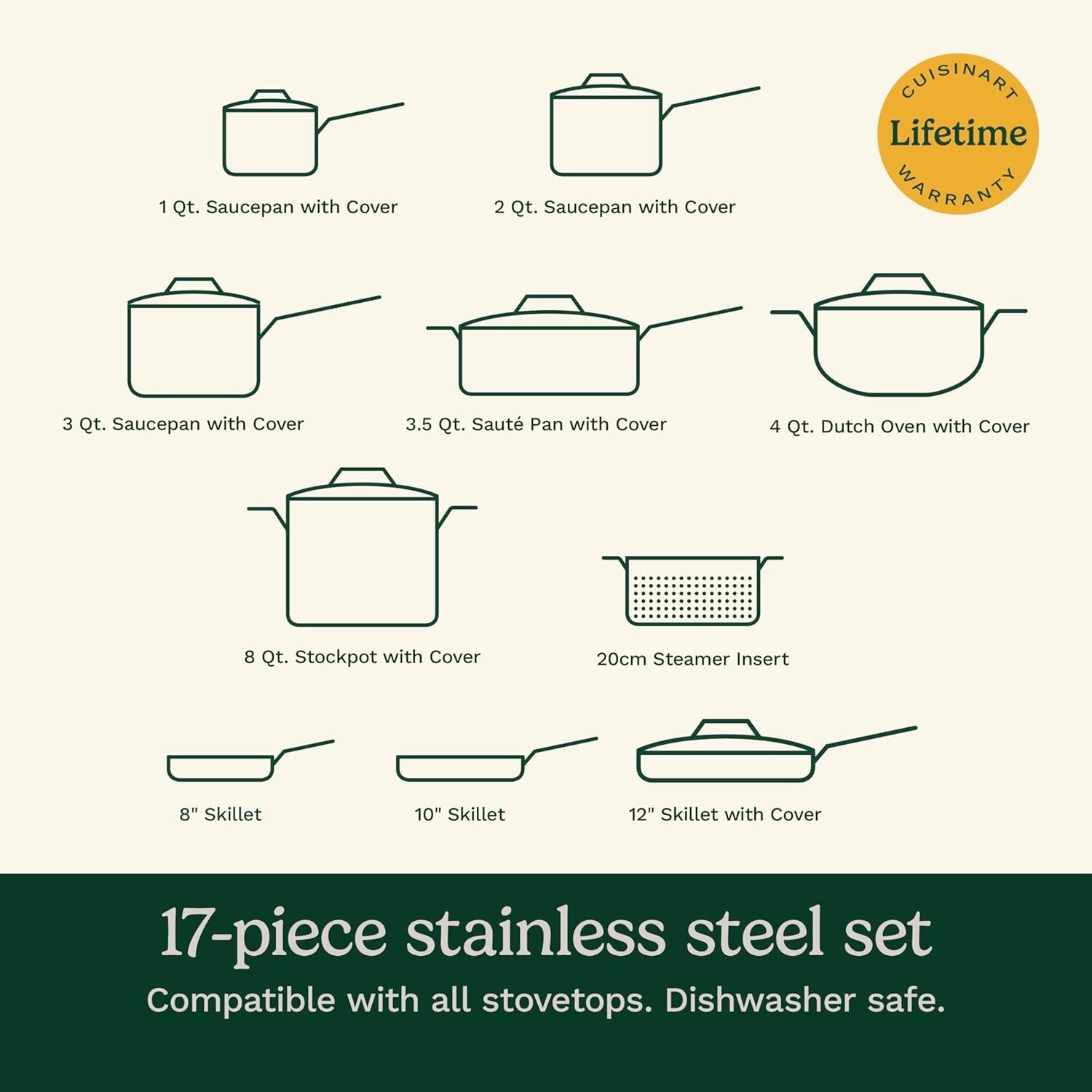 17-Piece Cookware Set, Chef’s Classic Steel Collection 77-17N