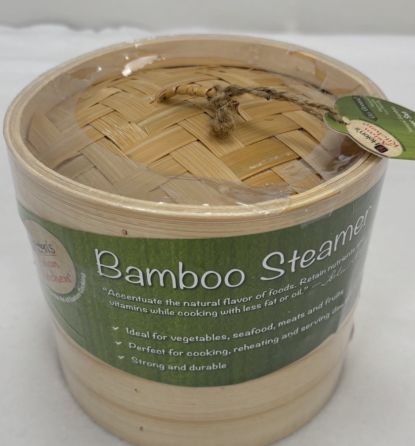 Helen’s Asian Kitchen 6-in Bamboo Steamer Set 97080 New