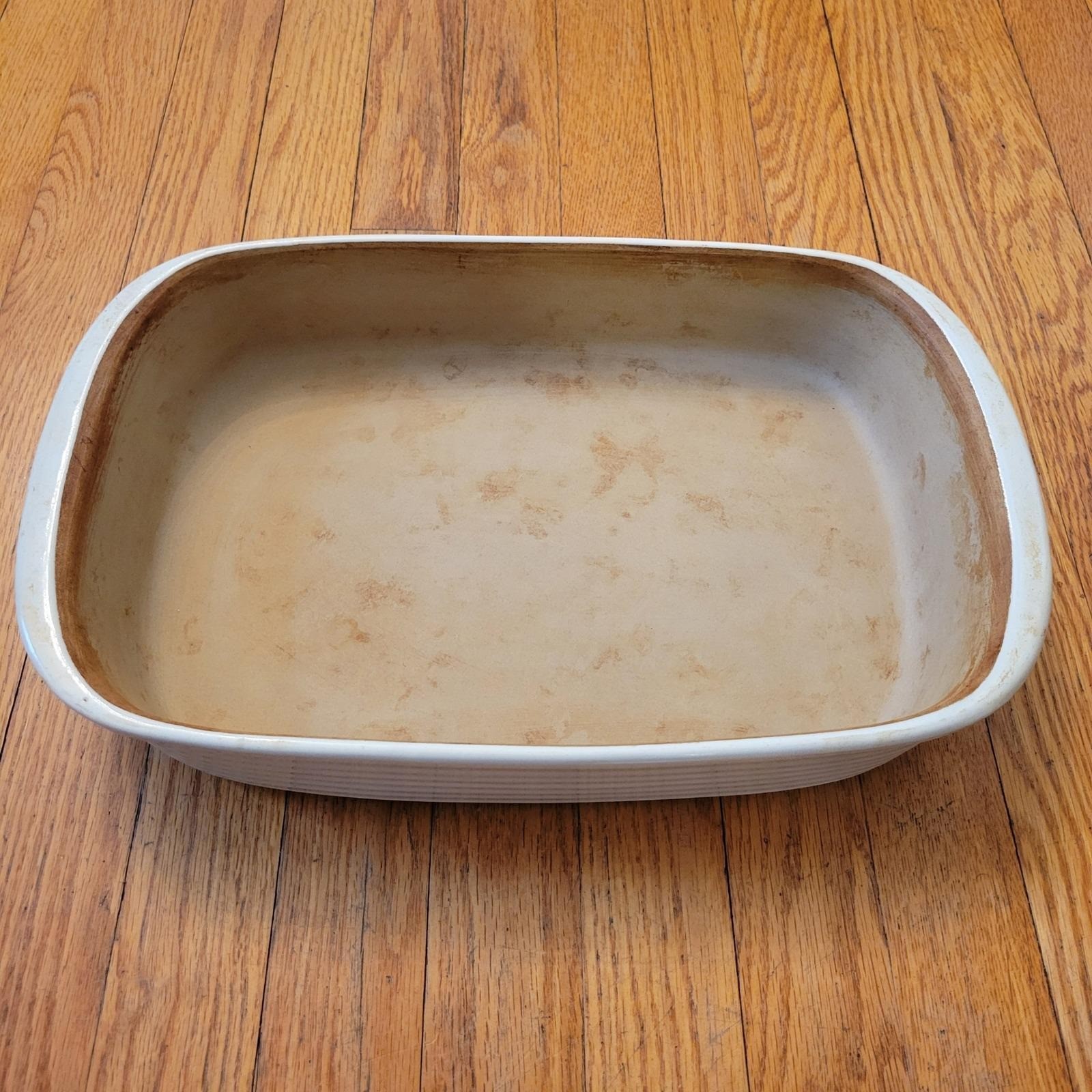 Pampered Chef Family Heritage Stoneware 9×13 Baker 1310 USA Pan Vanilla Glazed
