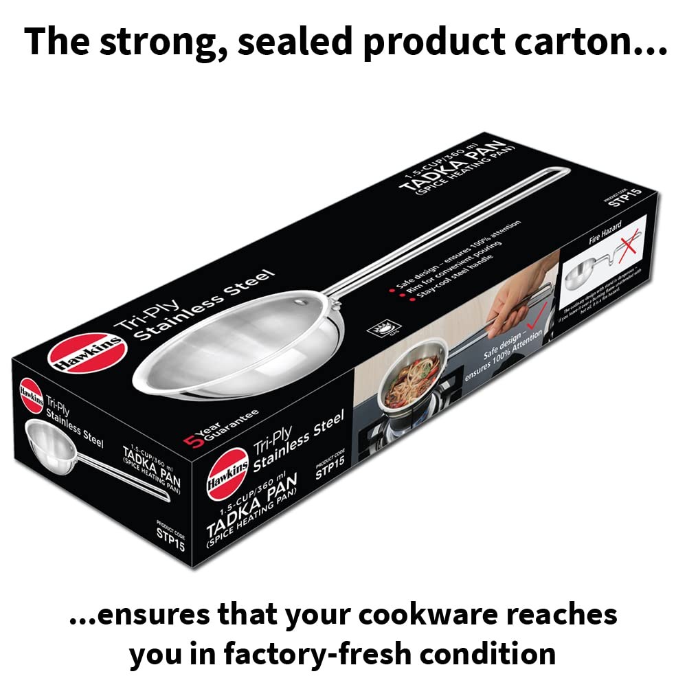 1.5 Cup Tadka Pan 360 ml Triply Stainless Steel Induction Pan Silver