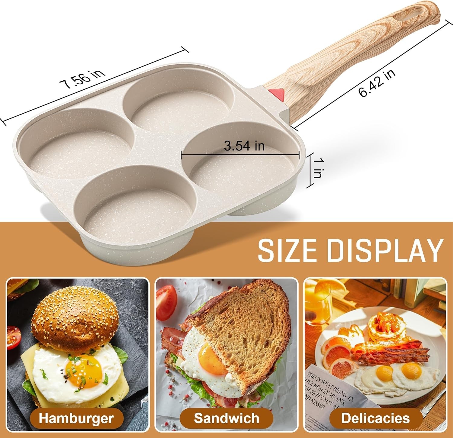 MyLifeUNIT Egg Frying Pan, 4-Cup Egg Pan Nonstick
