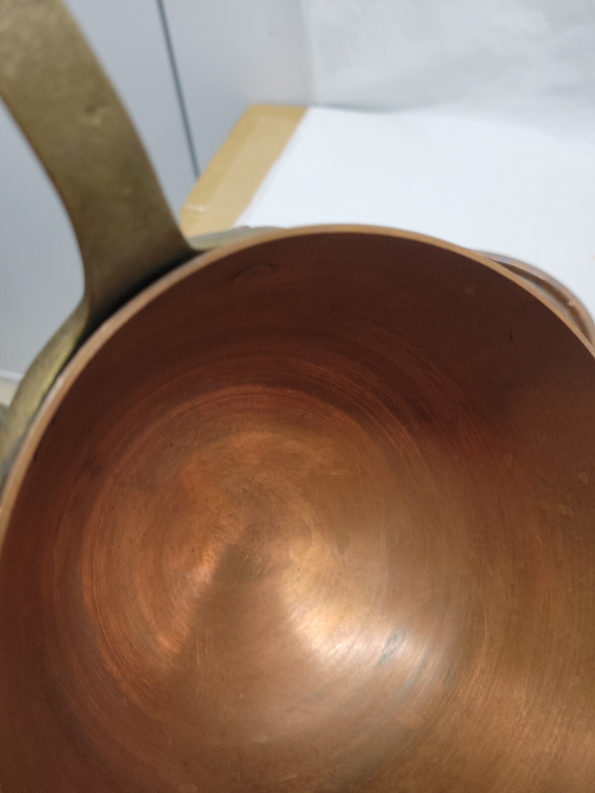 VINTAGE BAZAAR DE LA CUISINE NY/NY 6″ SOLID COPPER POT BRASS HANDLE W/LID #5365