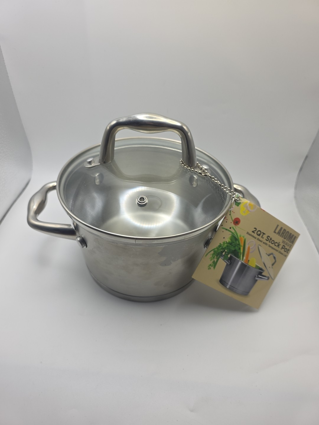 Epoca LAROMA WAVE Stocking Pot 2 QT. with Tempered Glass Lid