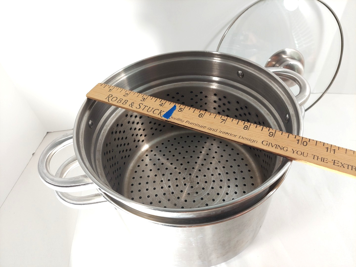 Fagor 7 Qt SS Stock Pot Gas Electric Vitro-Induction w/ Lid & Pasta Strainer