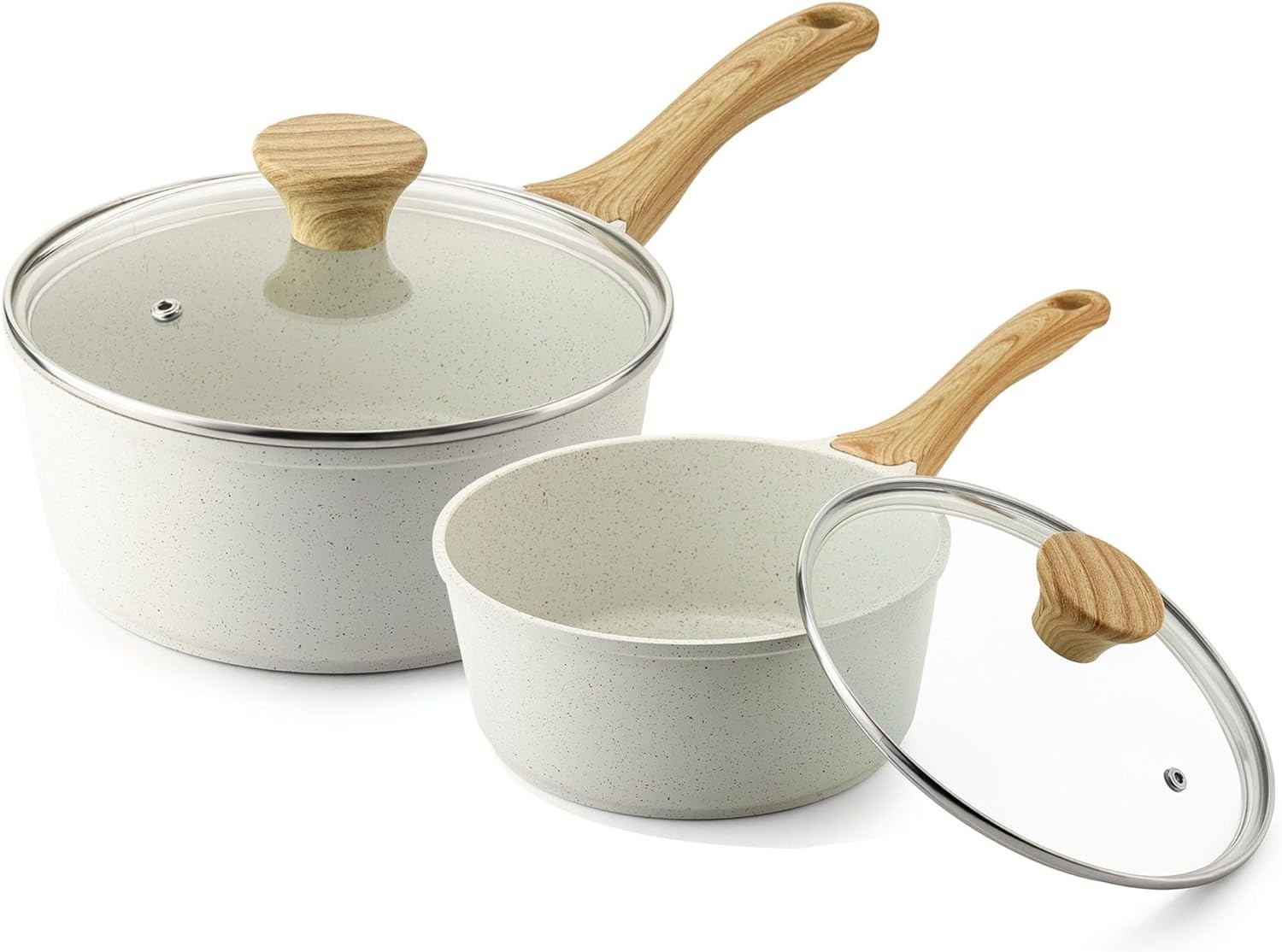 Compact 1.5QT & 2.5QT Nonstick Ceramic Saucepan Set – Easy Clean & Versatile