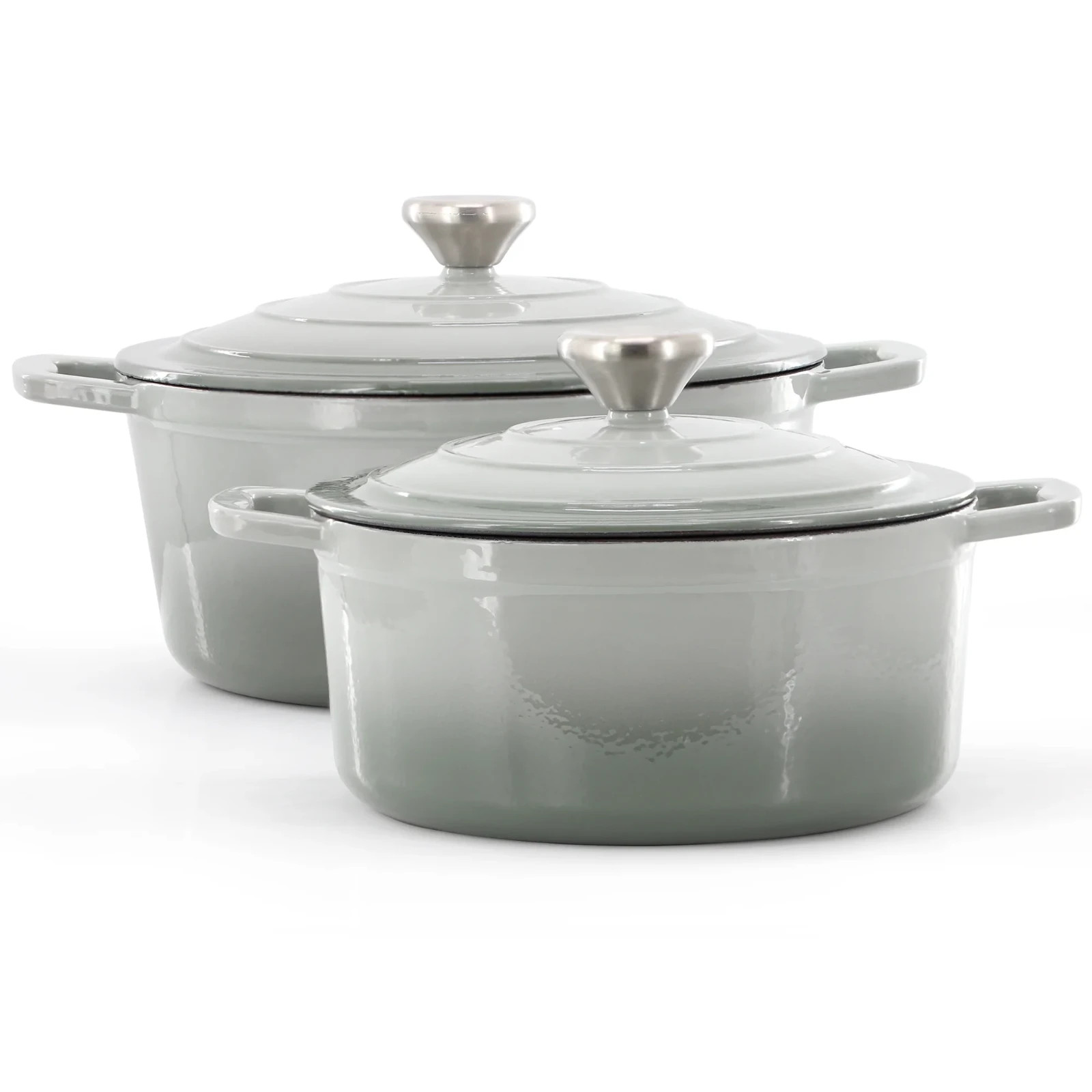 MegaChef 2.7 Quart Round Enameled Cast Iron Casserole in Gradient Gray
