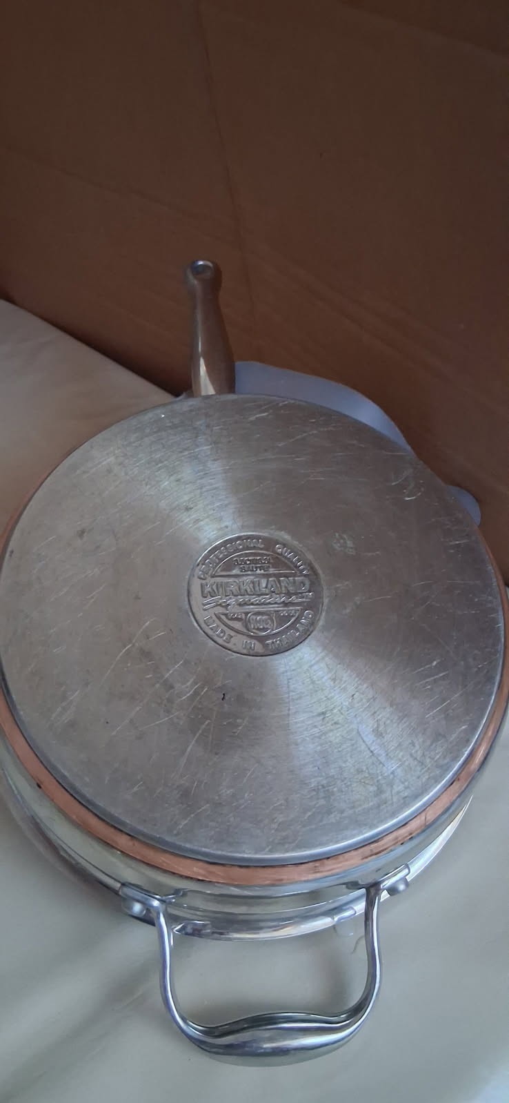 Kirkland Signature Pro Quality Stainless Steel Saute Pan Copper Core 3.5Qt W/Lid