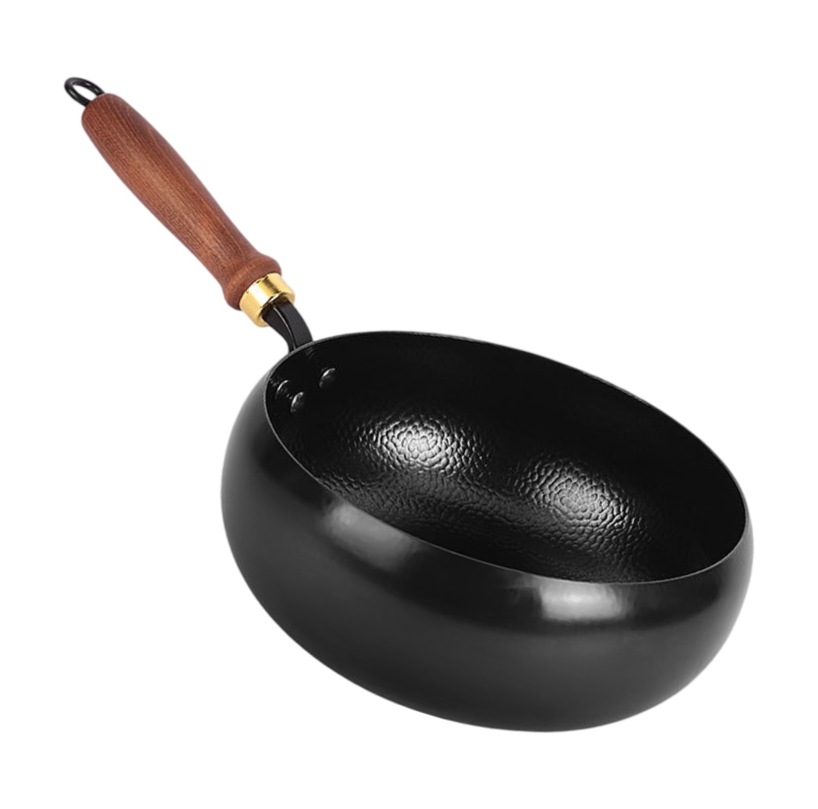 Iron Pan Uncoated Thick Iron Pot Quick Heating Wooden Handle for Gas Stoves 28cm