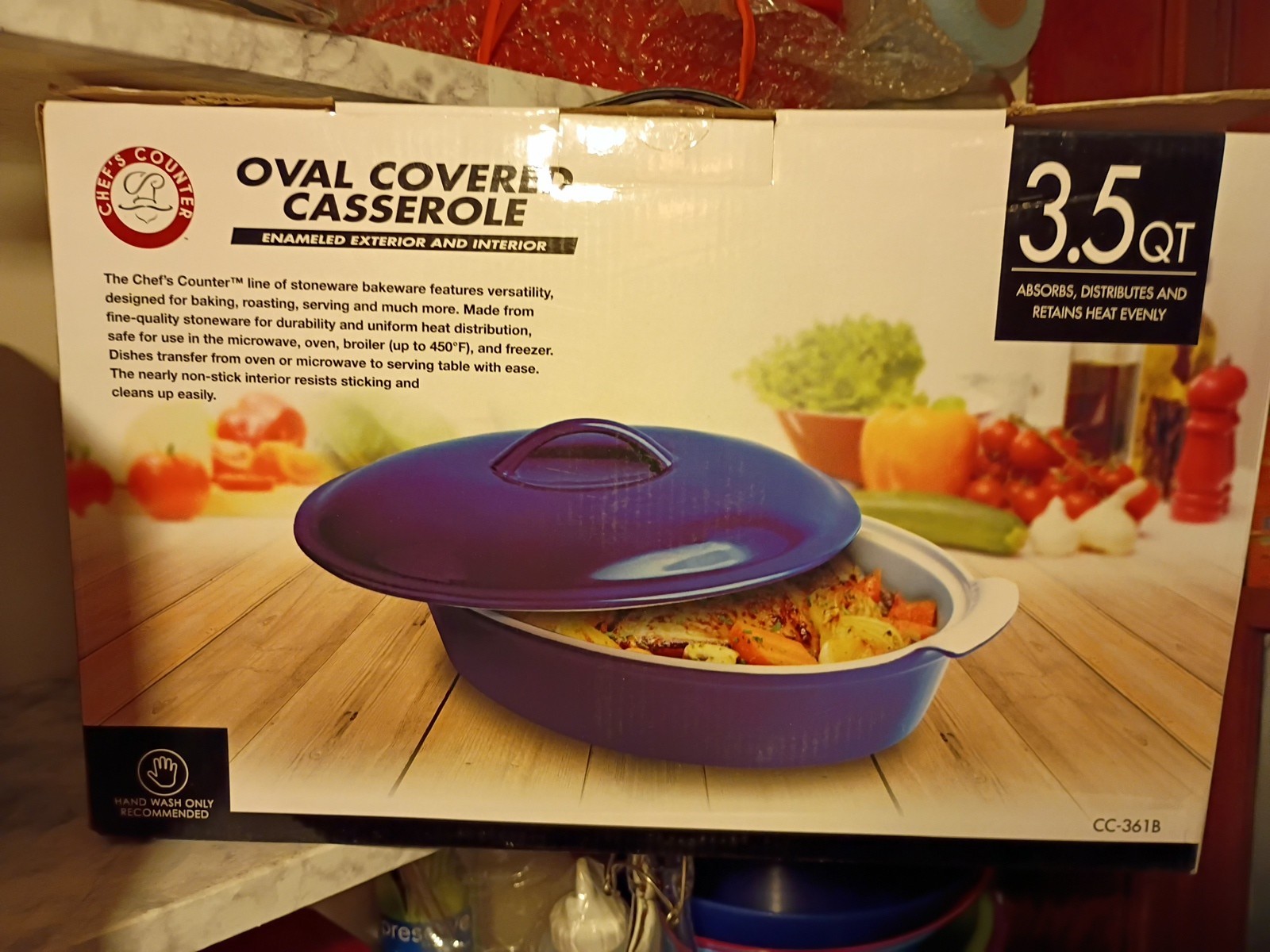 Chef’s Counter Oval Covered Casserole Blue 3.5 Qt