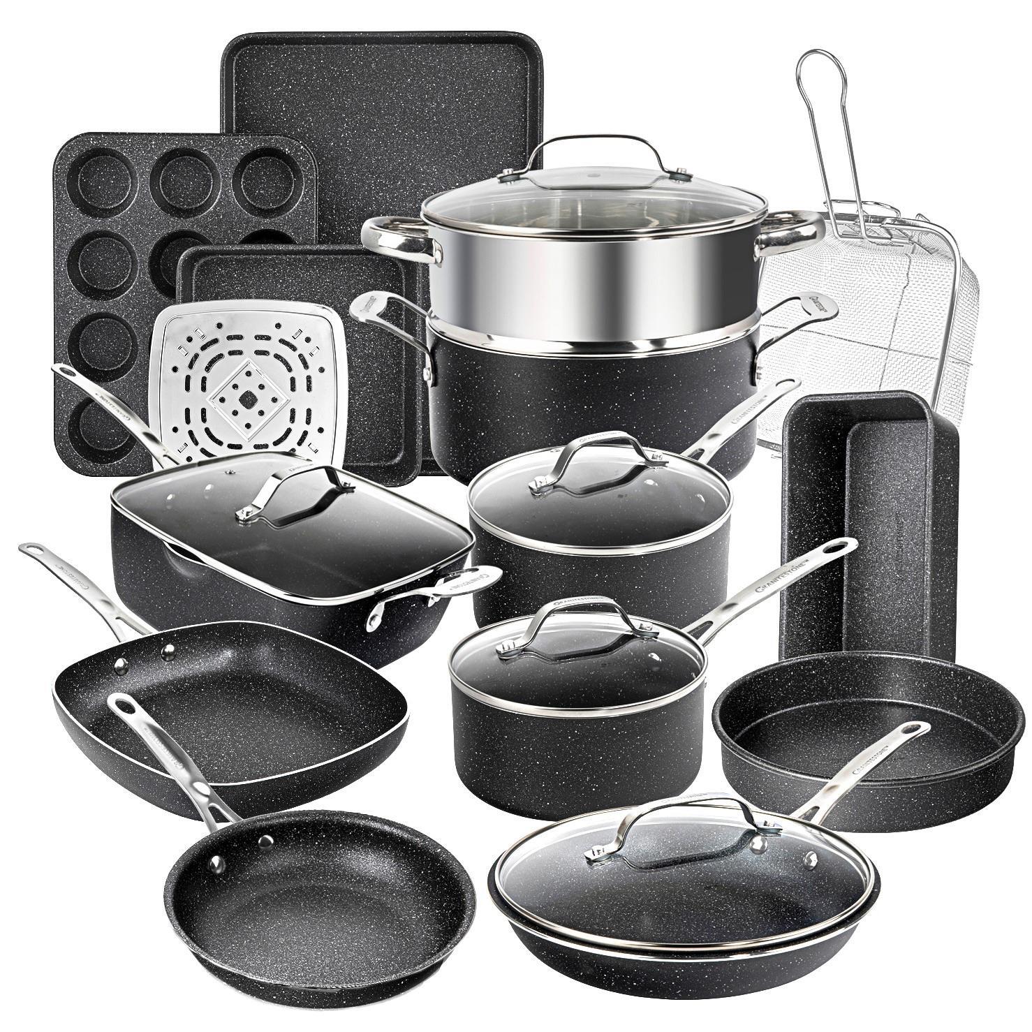 Pots and Pans Set 20-Piece Cookware Bakeware Nonstick Frying Saucepan Stock Pot