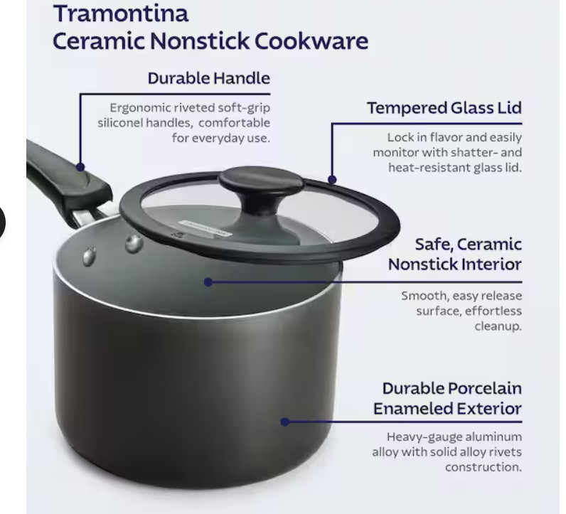 Tramontina Nesting 11-Piece Heavy-Gauge Aluminum Nonstick Cookware Set Dark Gray
