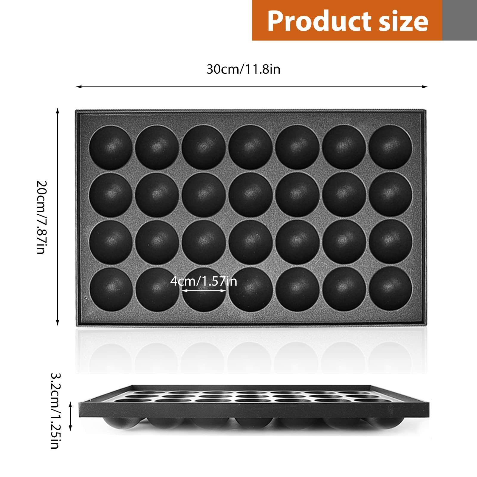 Aluminum Takoyaki Pan Square Cooking Plate Octopus Ball Maker 28 Hole 1.5 In