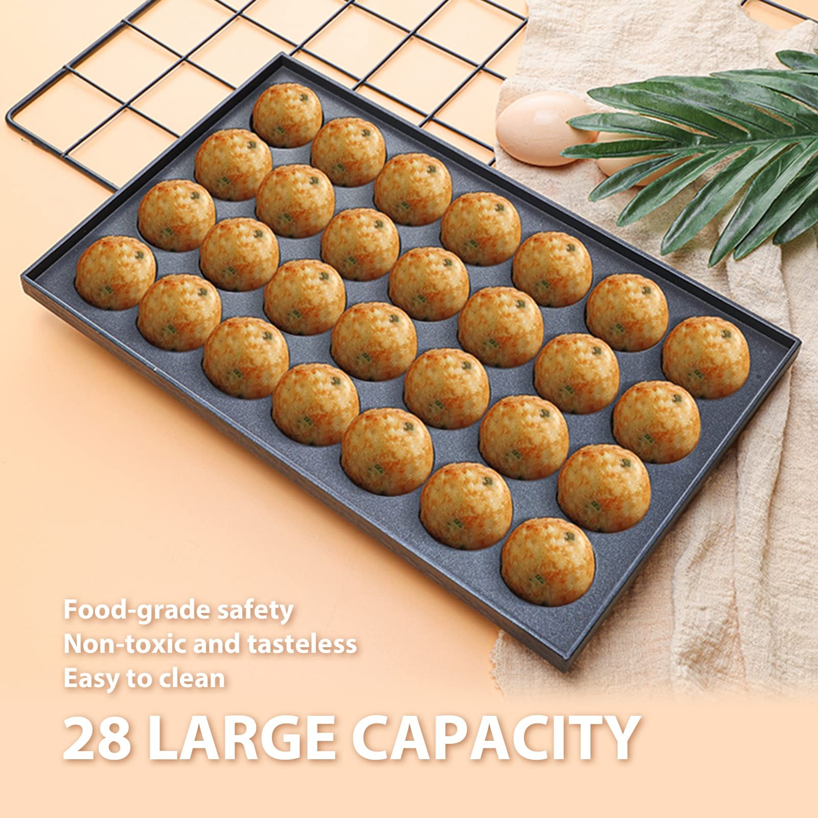 Aluminum Takoyaki Pan Square Cooking Plate Octopus Ball Maker 28 Hole 1.5 In
