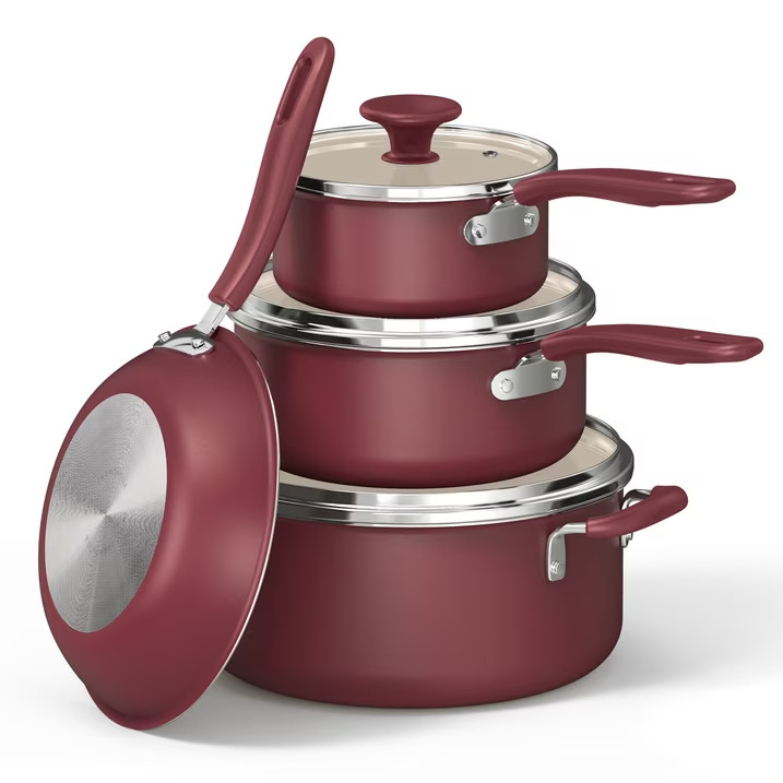 Tramontina Ceramaware 20-Piece Ceramic Nonstick Cookware Set, Wine