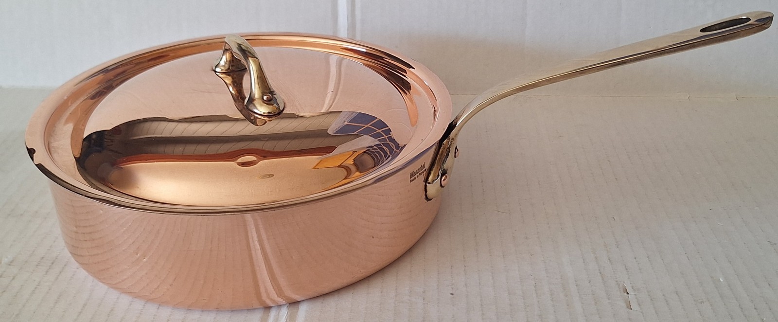 Vintage Mauviel Cuprinox 3qt Copper & Tin Saute Pan With Brass Handle 1.6mm