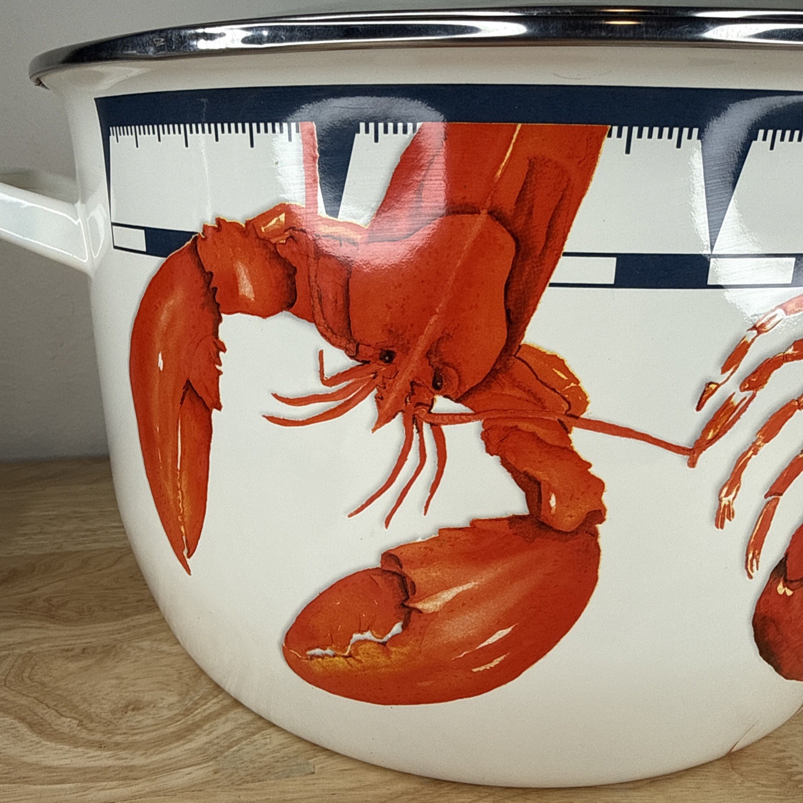 New Large Golden Rabbit Lobster Enamelware 18 Quart Stock Pot, Glass Lid, Rack