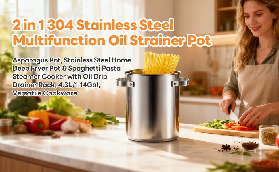 Asparagus Pot, Stainless Steel Asparagus Steamer 4.3L/1.14Gal 3-Ply Base