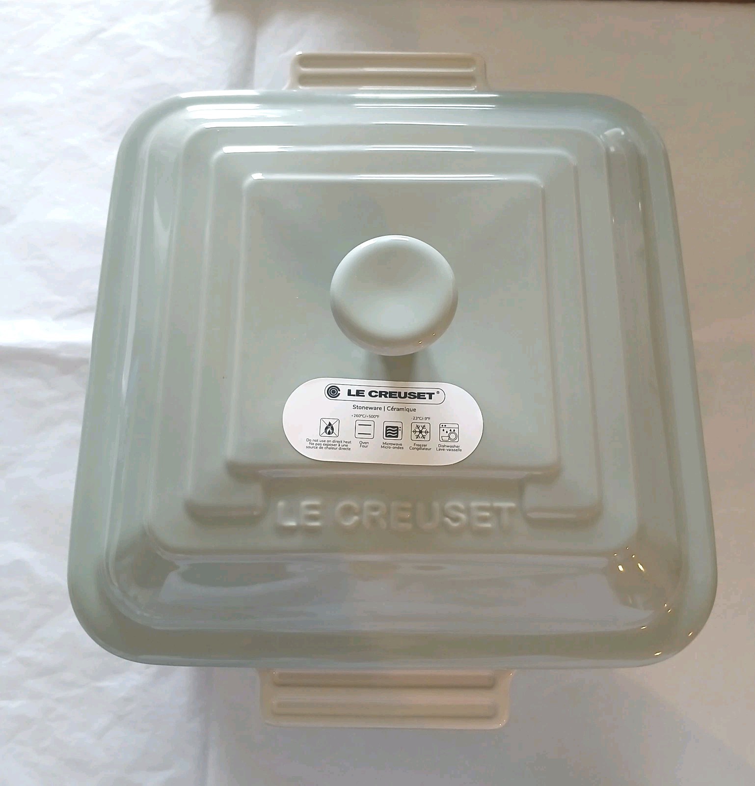 Le Creuset Seconds Stoneware 23cm 3 Liter Square Casserole Dish w/Lid, Pistache