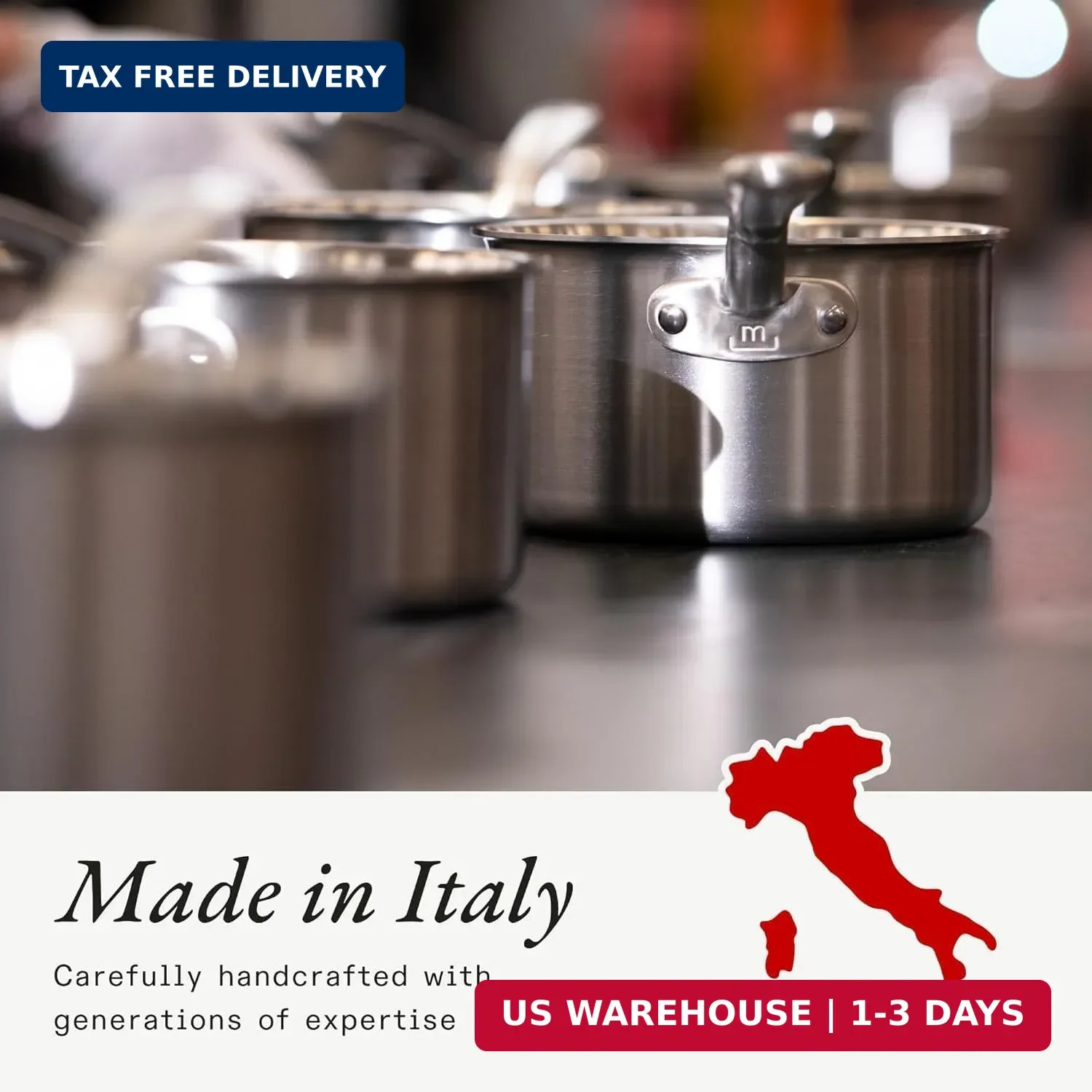 Made In Cookware | 3-Piece (Includes 8″,10″,12″) Stainless Frying Pan Set | 5 Pl