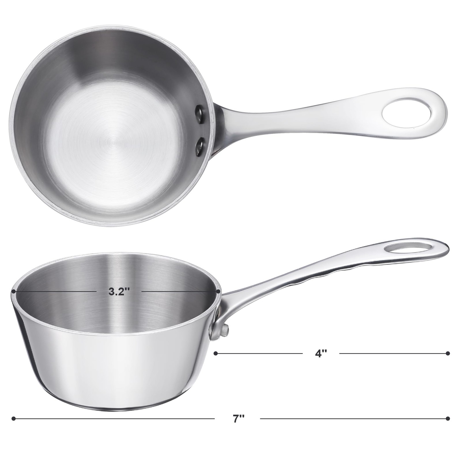 Mini Sauce Pan, Tri-Ply Stainless Steel Pot with Stay-Cool Handle Heating Sau…