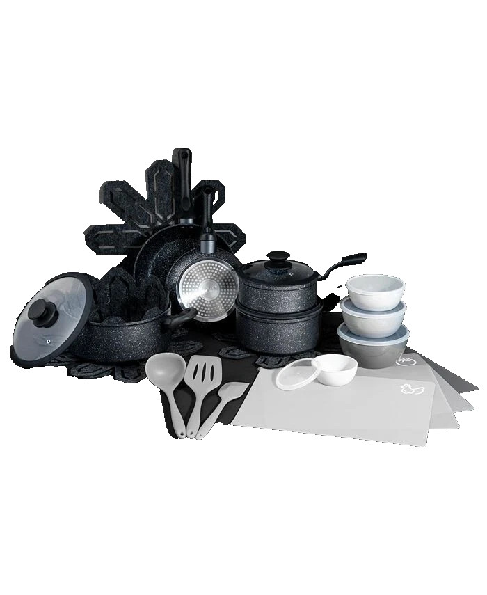 Brooklyn Steel Co. Milky Way 28-Pc. Nonstick Alum Black NEW