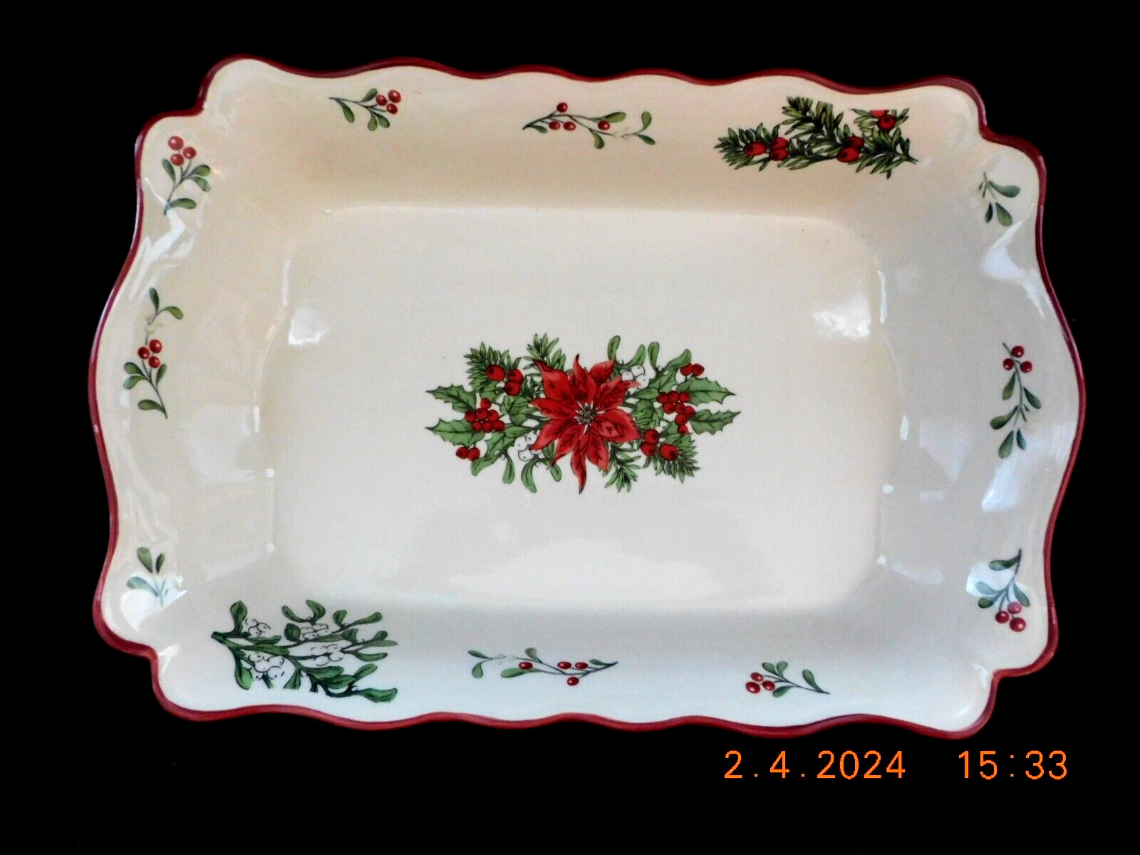 NWT Better Homes Gardens Heritage Winter Forest Rectangular Baker 13.75″ x 9.5″