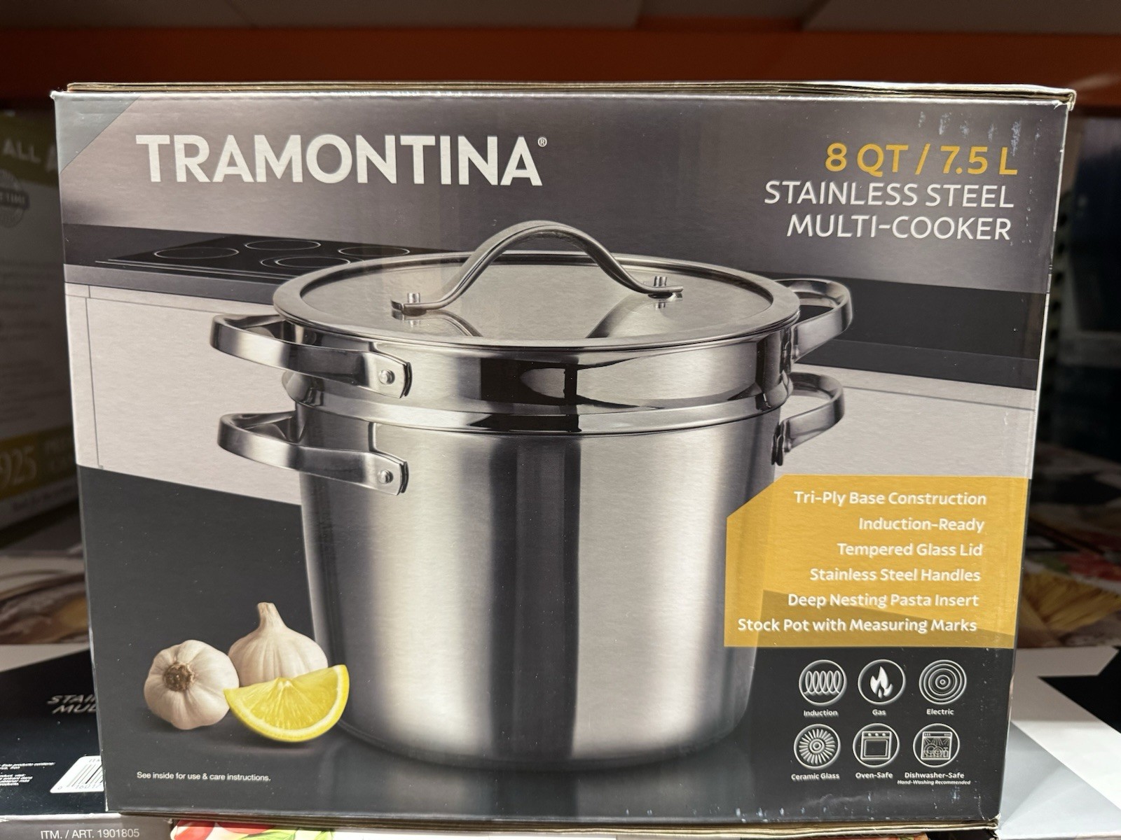 NEW Tramontina Stainless Steel 8-Quart Multi-Cooker with Pasta Insert