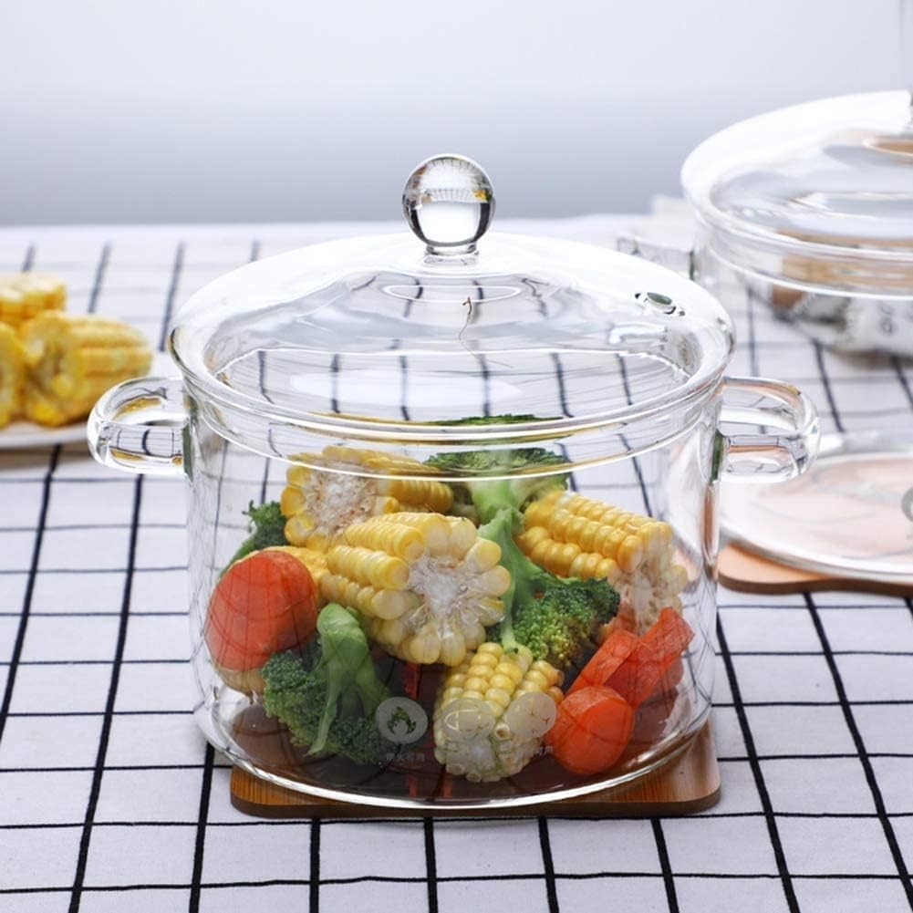 Glass Cookware Set Simmer Pot 1.7L Heat-Resistant Borosilicate Safe for Stove
