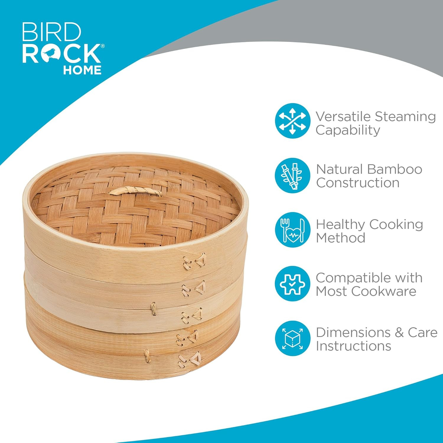 Bamboo Steamer (Classic Bamboo, 10″ Diameter)