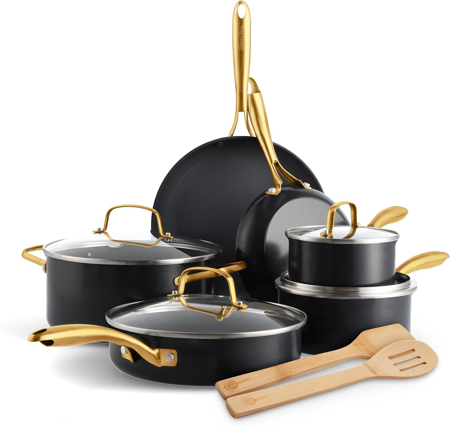 Swift 12 Piece Cookware Pot and Pans Set, PFAS & Pfoa-Free Healthy Ceramic Nonst