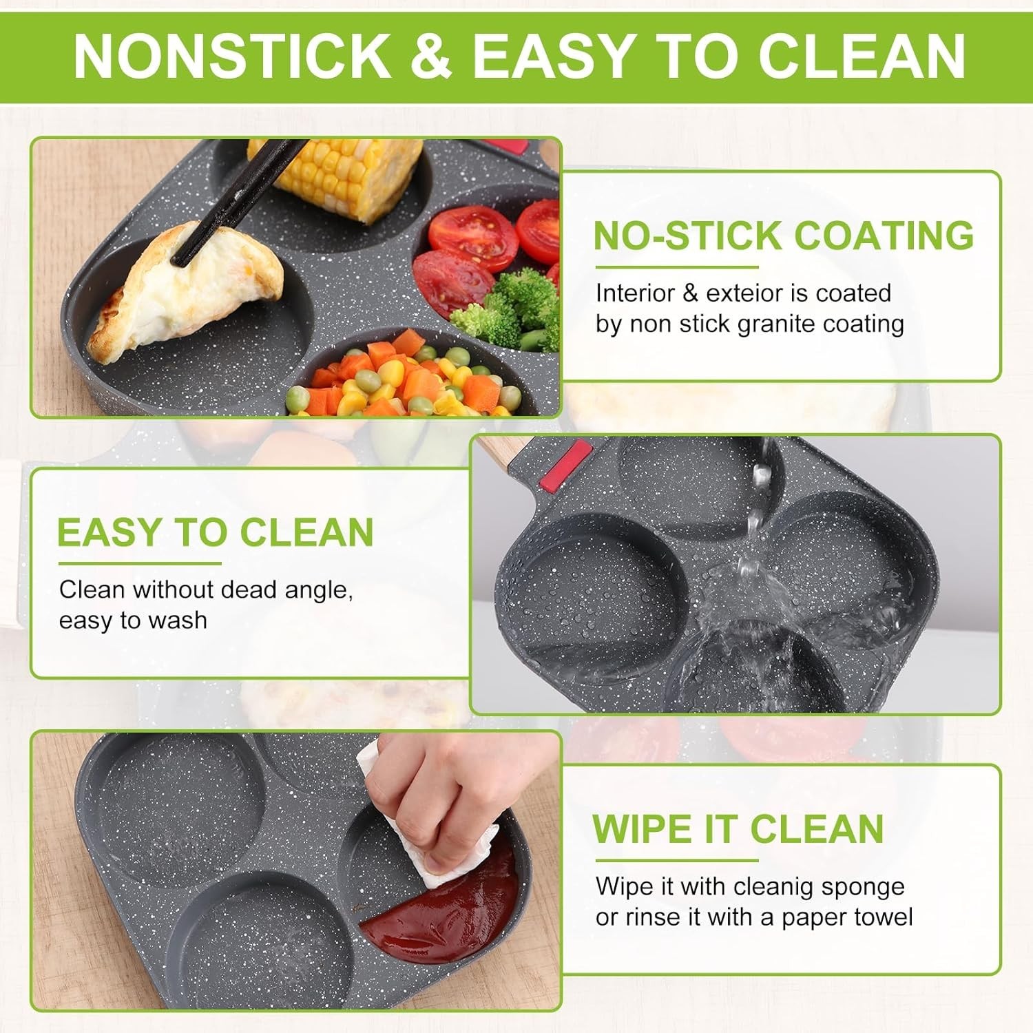 Egg Pan, Egg Pans Nonstick, Omelette Pan with Lid , Healthy Egg Frying Pan f…
