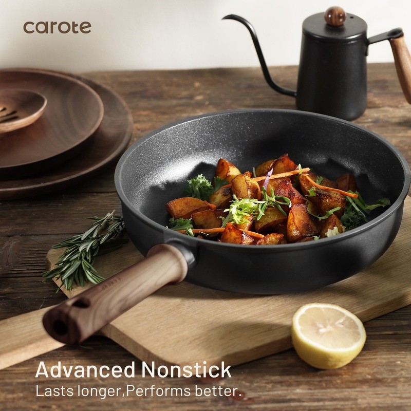 Nonstick Titanium Skillet Frying Pan Die-Cast Aluminum Induction Cookware New