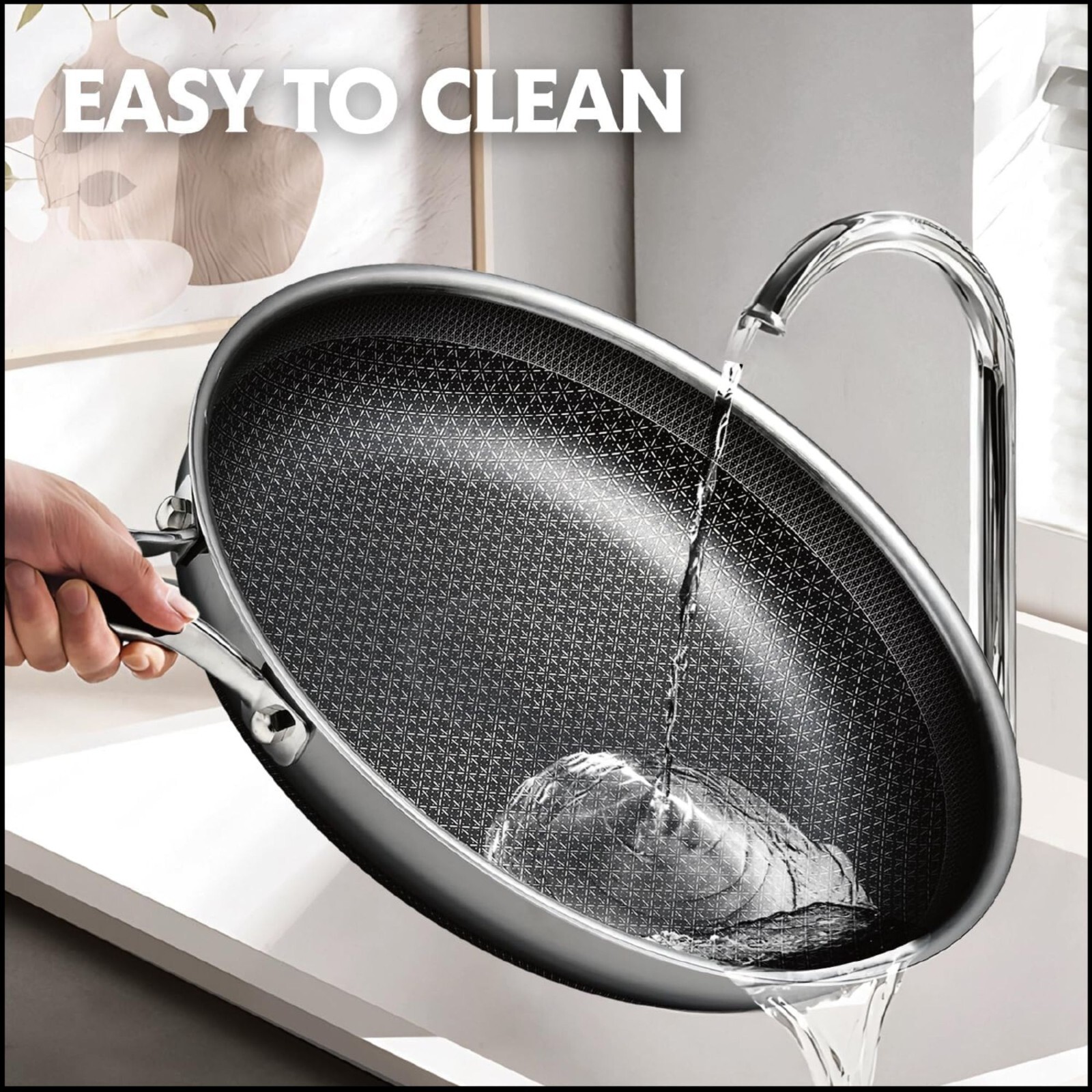 Snowclad Frying Pan Hybrid Non Stick Stainless Steel Skillet Induction Oven, 10″