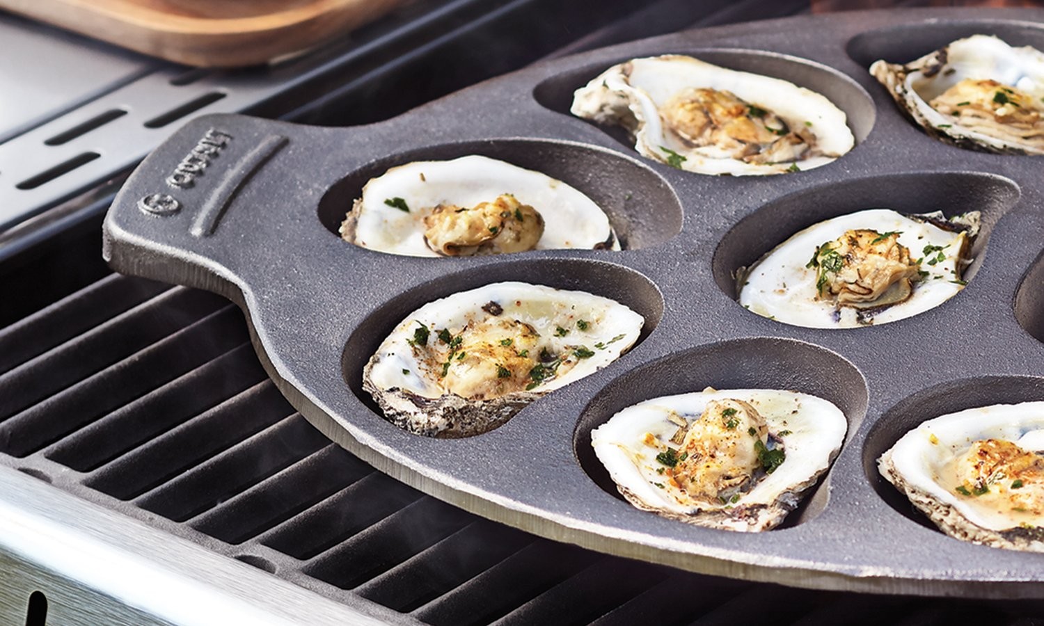 Cast Iron Oyster Grill Pan, 12 Cavities, Black Oyster BBQ and Serving Pan