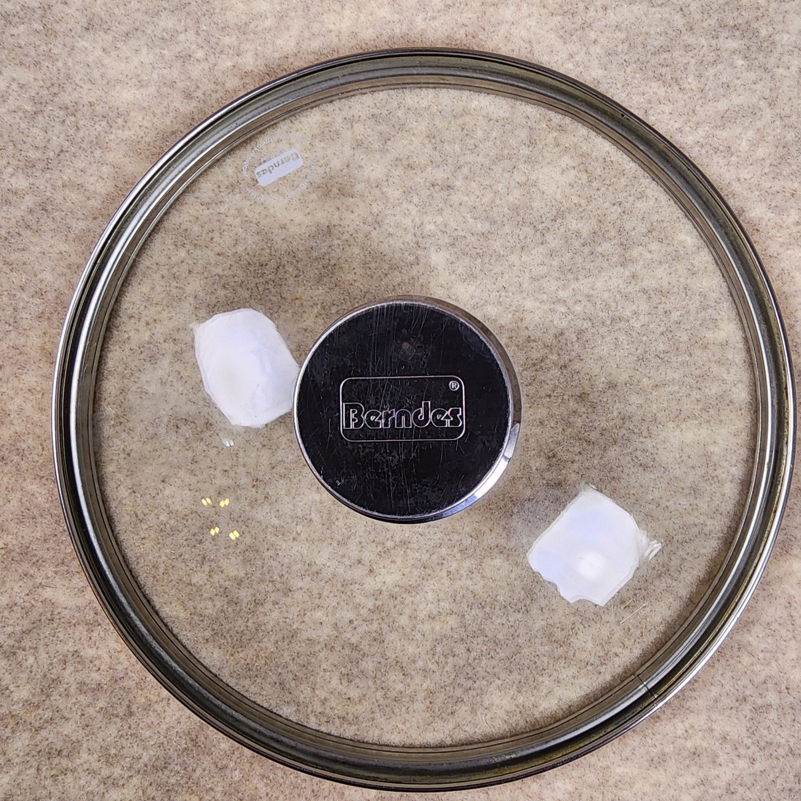 Berndes Glass Lid Round 9 3/8 Inch Stainless Steel Knob
