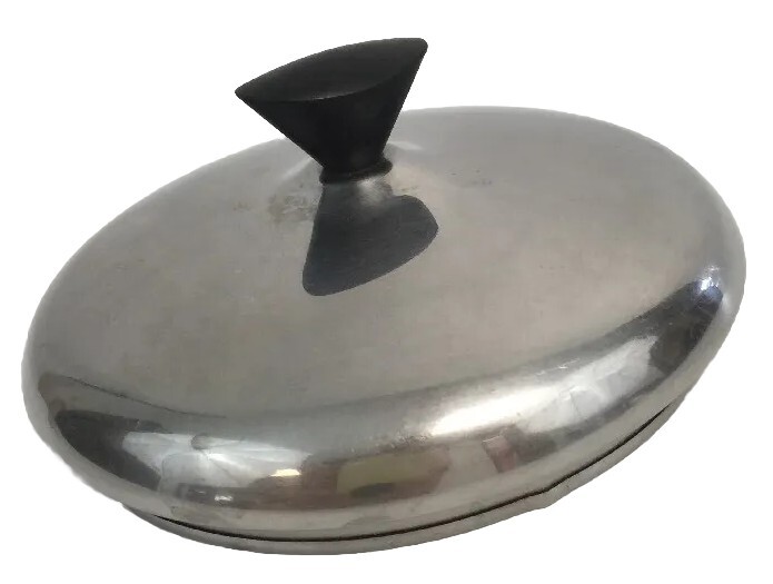Pot Pan LID ONLY 7″ Outer & 6 1/2″ Inner Lip Stainless Steel Black Oval Handle