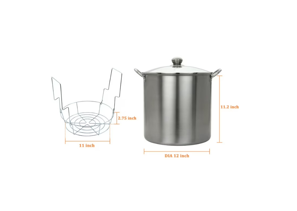 21.5 Quart Stainless Steel Canning Pot with Rack for Home Preserving
