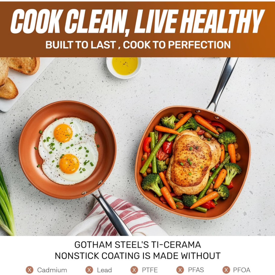 Gotham Steel TRUE VALUE 20 Pc Nonstick Ceramic Cookware Set Copper Bakeware