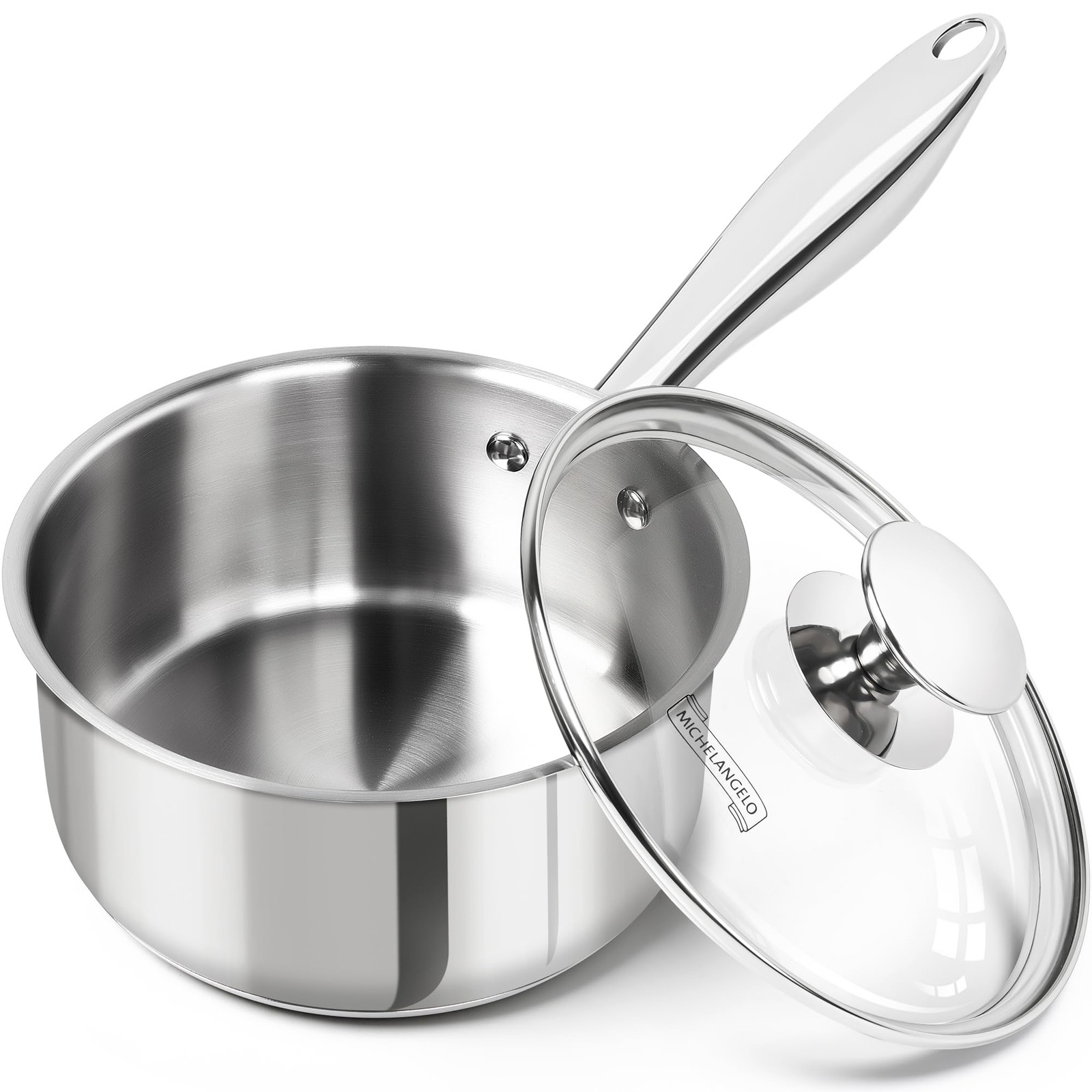 1.5 Quart Saucepan Lid Triply Thick Bottom Stainless Steel 1.5 QT Sauce Pot