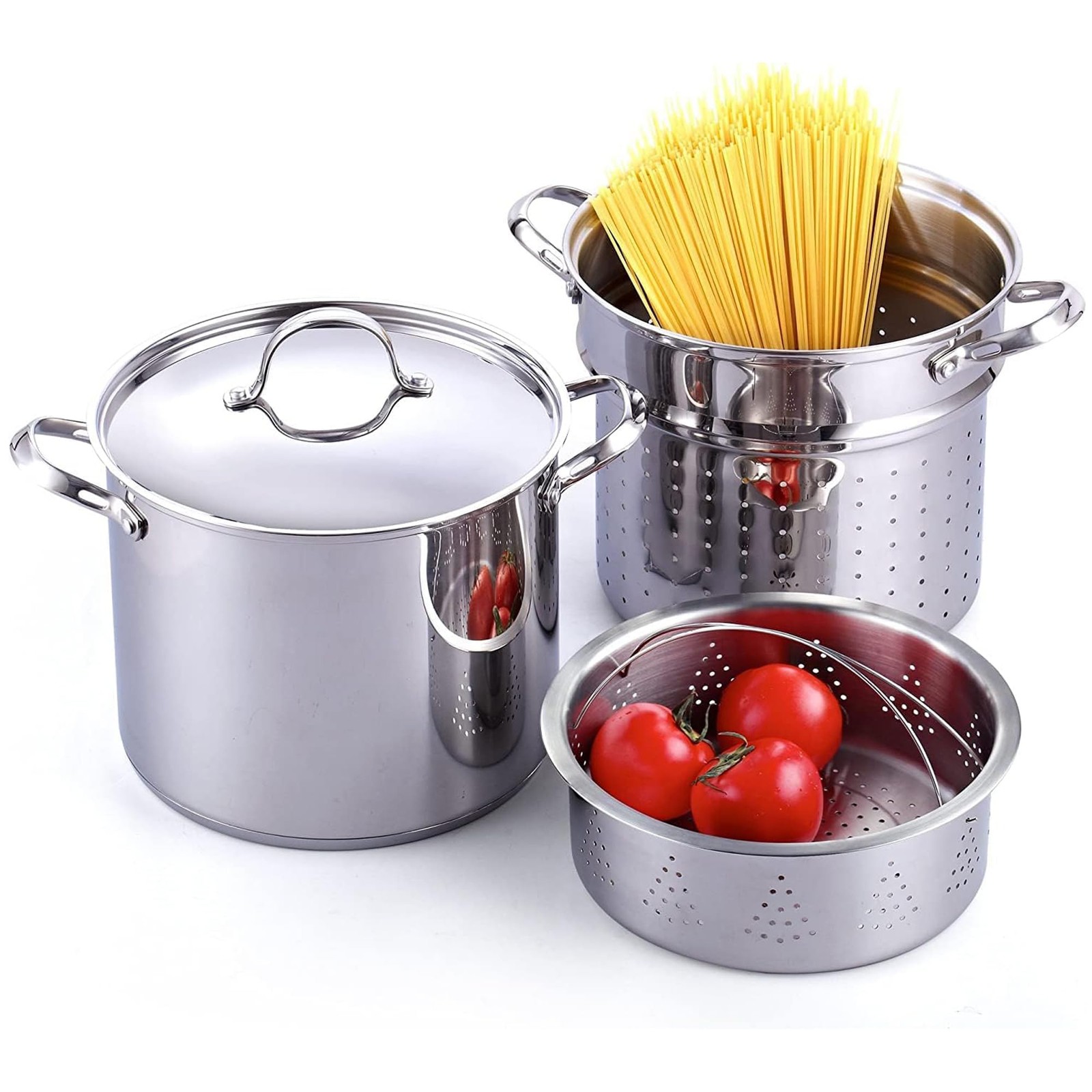 Cooks Standard Pasta Pot 18/10 Stainless Steel 12 Quart, Spaghetti Cooker Steame
