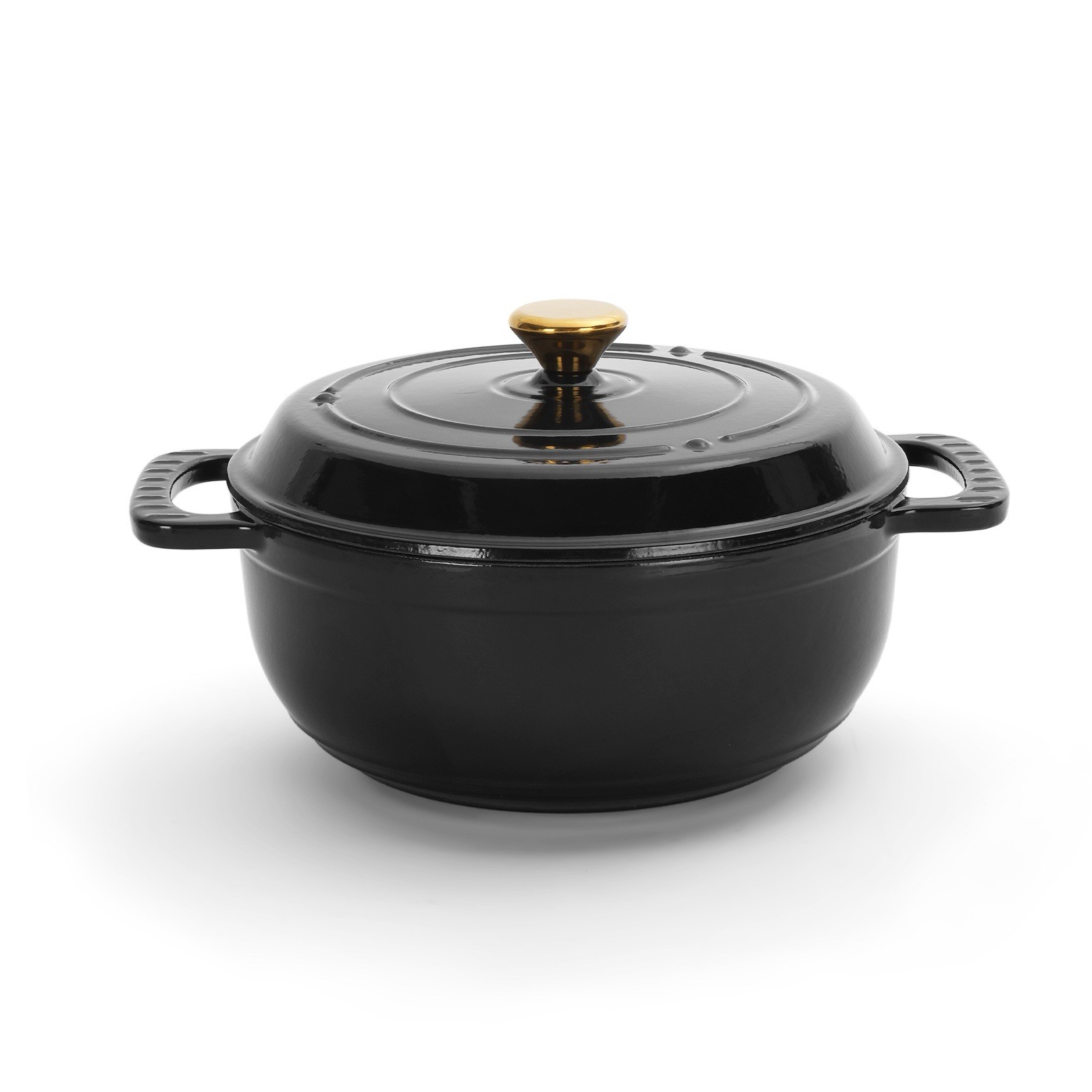 5 Qt Cast Iron Enamel Dutch Oven Casserole w/ Lid, Black, Induction/Gas