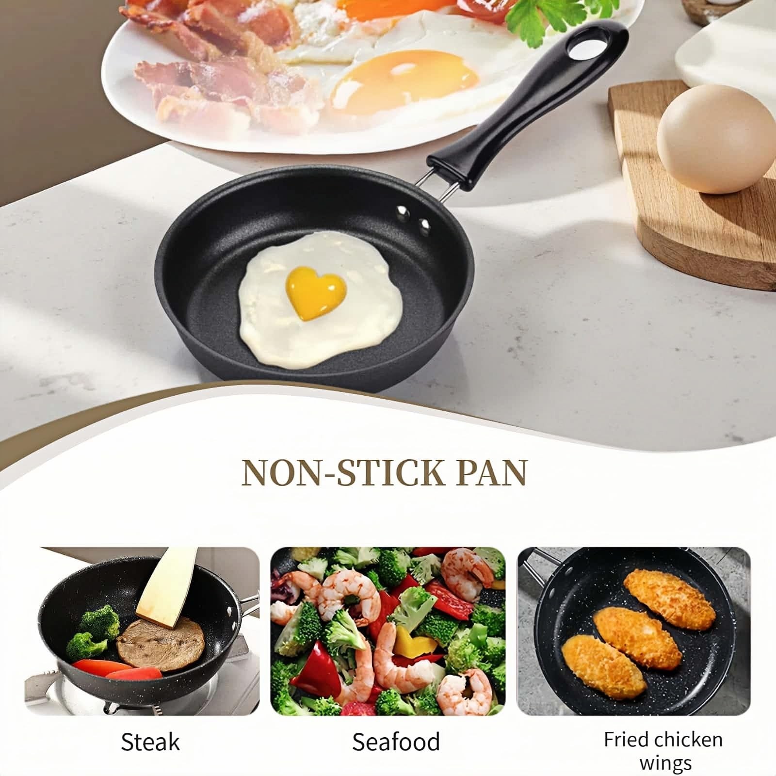FANBODTA 4.7inch Mini Non-Tick Egg Pan – 5-Layer Coating, Dishwasher Safe, Ga…