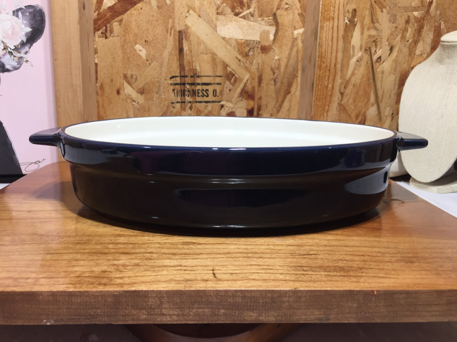 Food Network Oval Round Paelle Pan Navy Blue 13.5″ NO CHIPS OR CRACKS