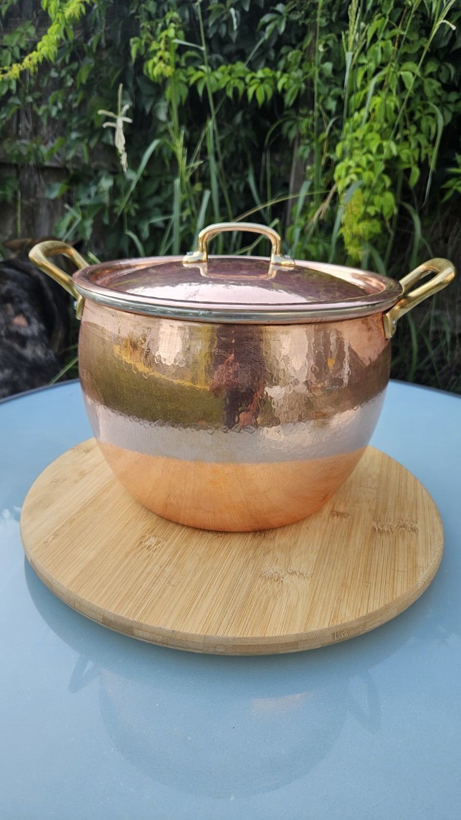 Ruffoni 7.5 Qt Historia Hammered Copper Stockpot w/Classic Brass Handles