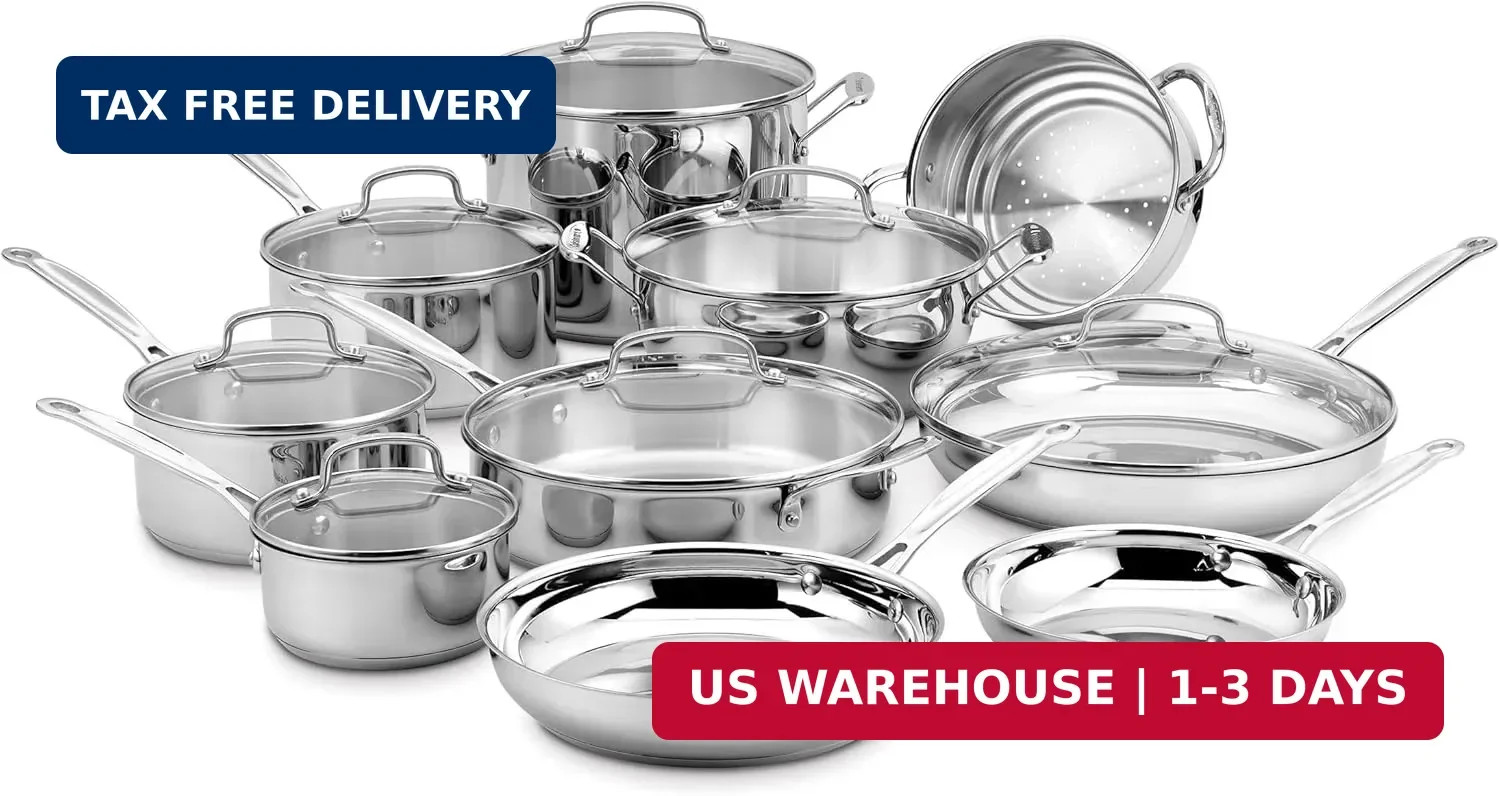 Cuisinart 17-Piece Stainless Steel Cookware Set, Chef’s Classic Steel Collection