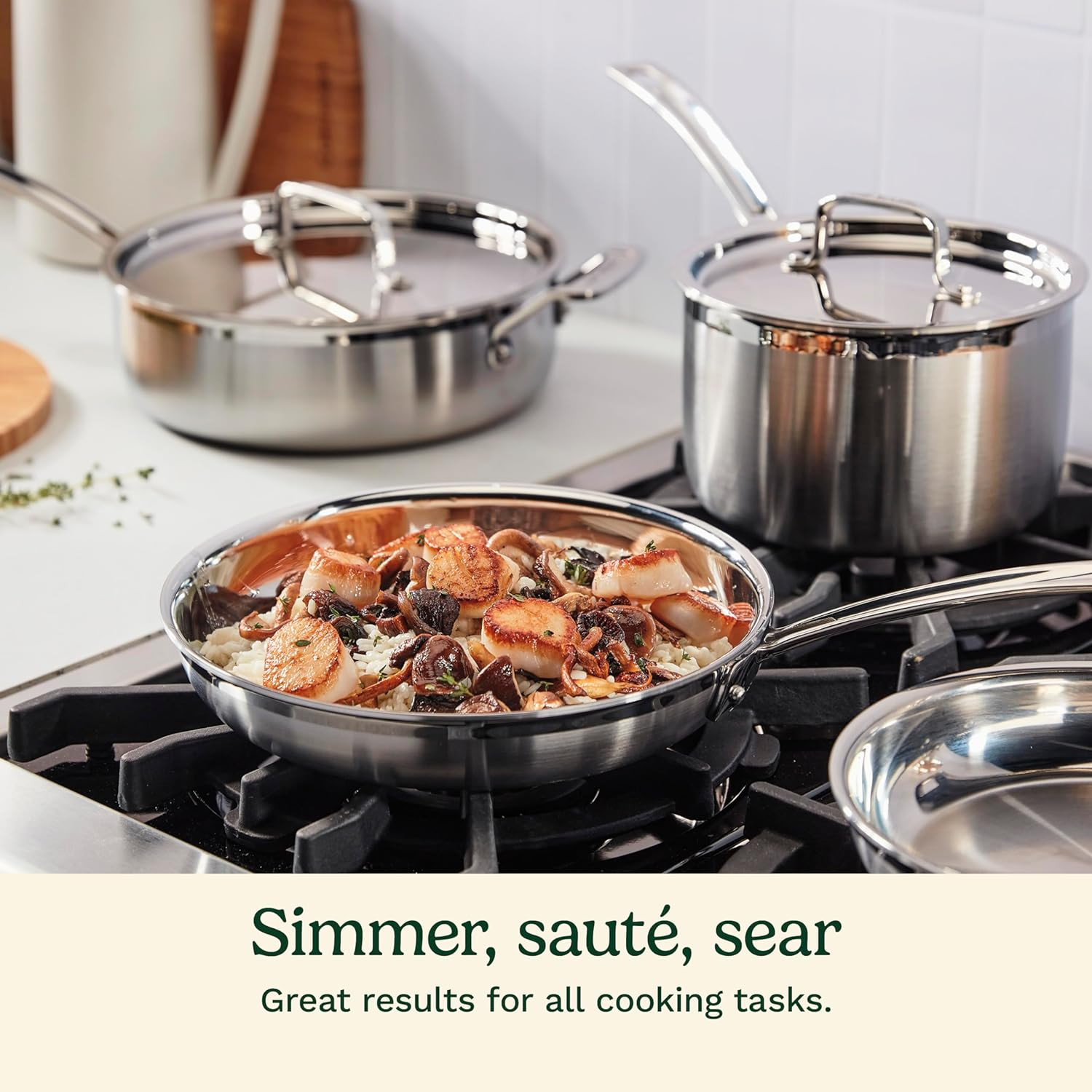 12-Piece Multiclad Pro Triple Ply Stainless Stainless Steel Pots and Pans Set, C