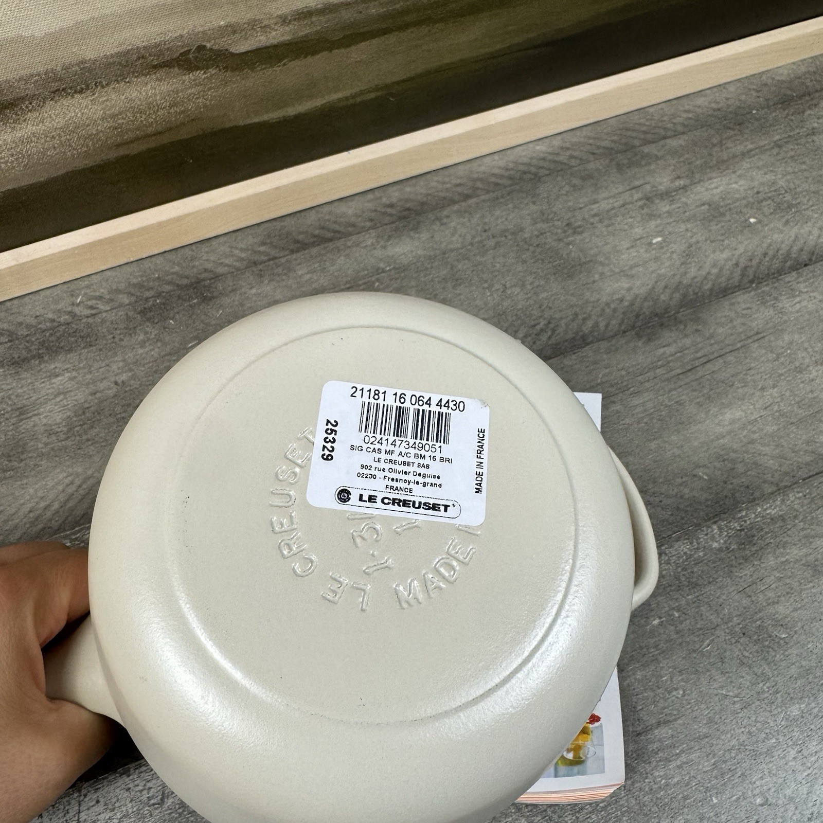 Le Creuset Signature Enameled Cast Iron Saucepan 1 3/4-Qt. Brioche Scuffed Read