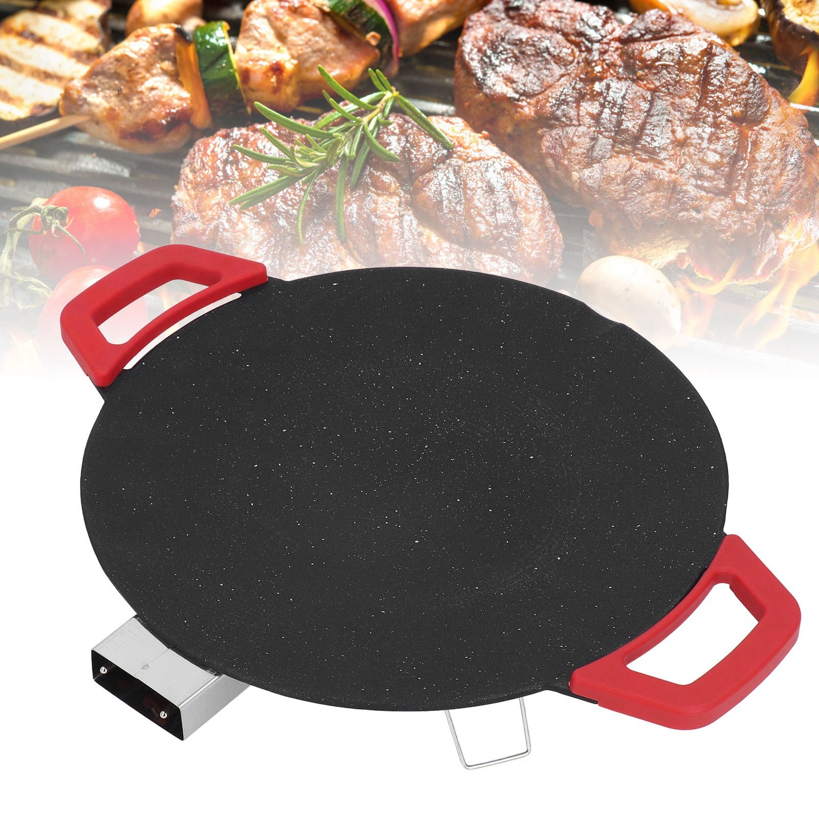 ˇRound Korean Style Stovetop Smokeless BBQ Cast Grill Pan For Home Cooking