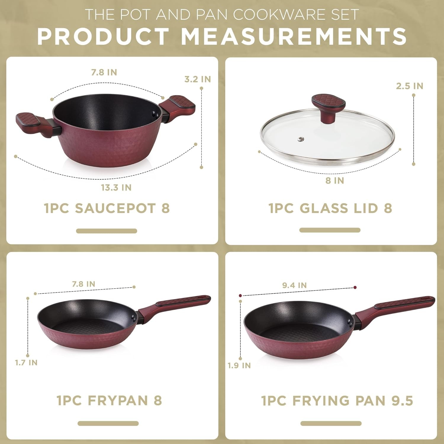 Moss & Stone 4 Piece Nonstick Cookware Set, Small Pots And Pans Set Non stick Wi