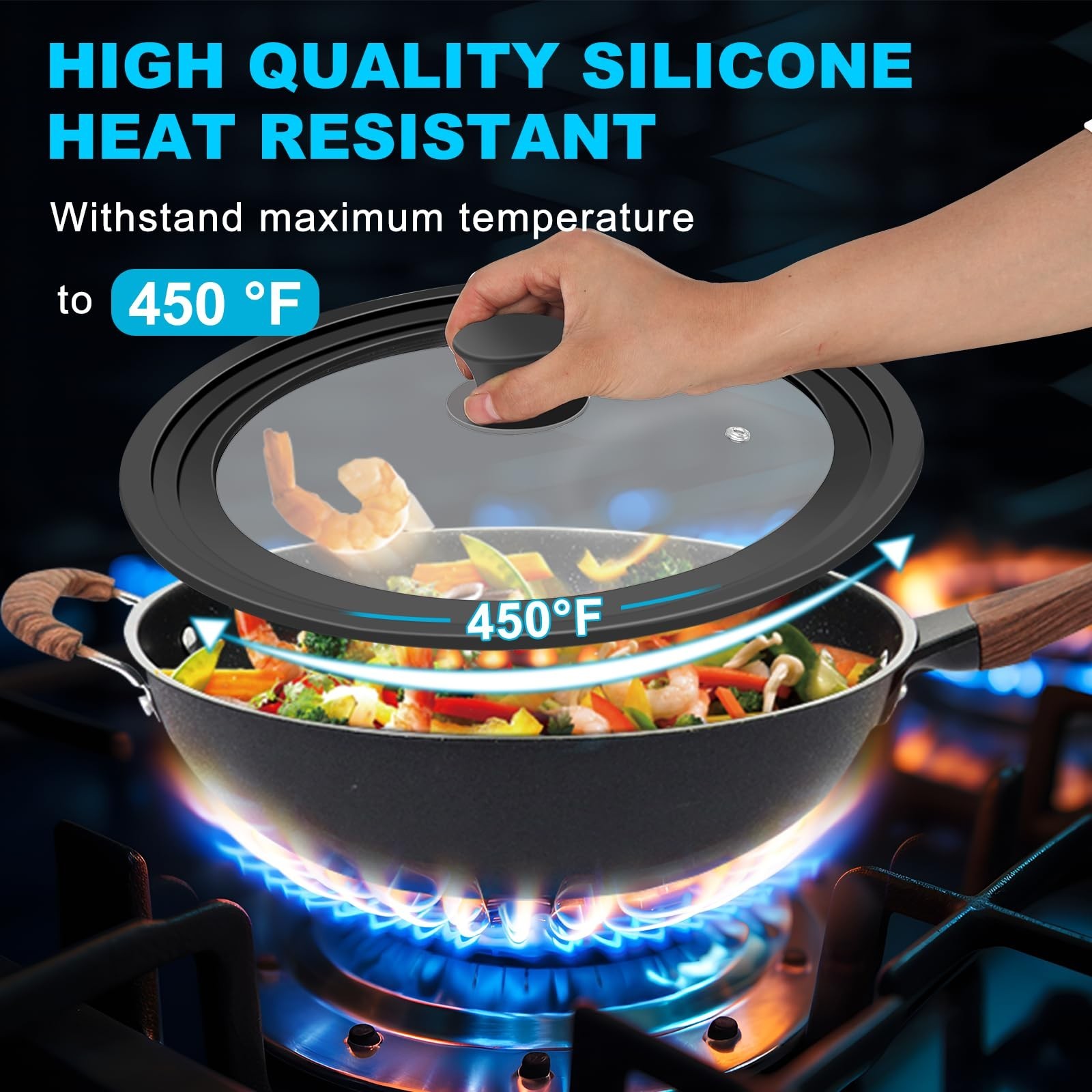 Universal Cookware Lids 7″-12″ – Tempered Glass & Silicone Edging, 2 Pack
